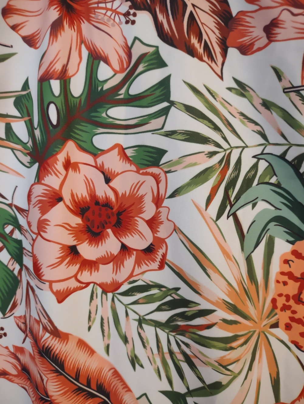 Floral Tropical One-Piece Wrap Front Swimsuit – Orange & Pineapple Print Large - Picture 9 of 10